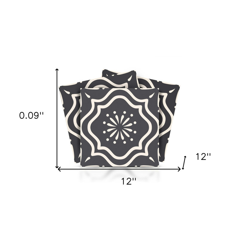 Carreaux amovibles adhésifs 12 po x 12 po gris et blanc Burst