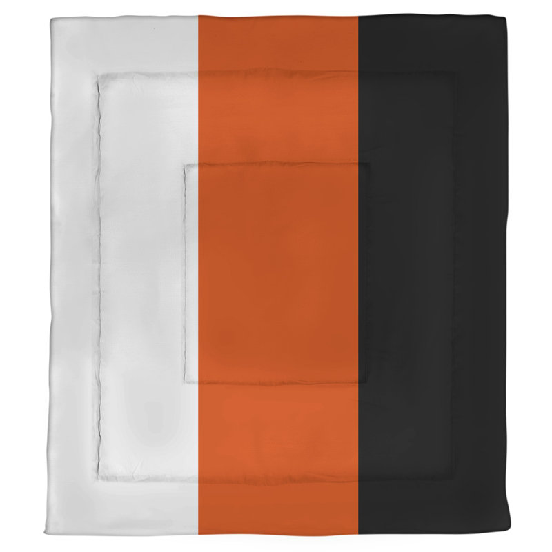 Édredon réversible simple en microfibre College Stripes Oregon Corvallis, Édredon grand, Orange / blanc