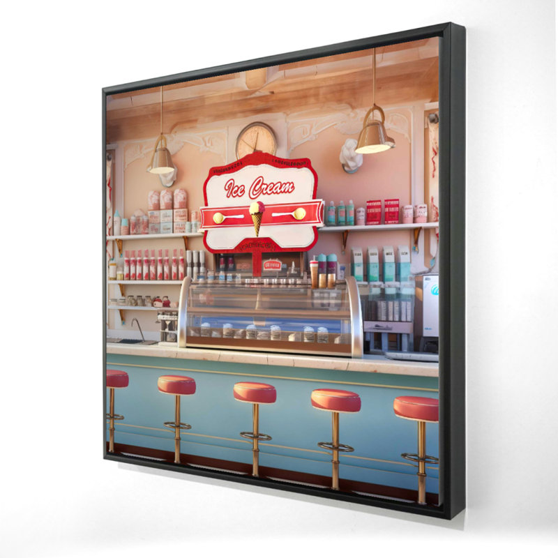 Ice Cream Parlour - Food Gastronomy Canvas for Home Decor, 37.25" H x 37.25" W