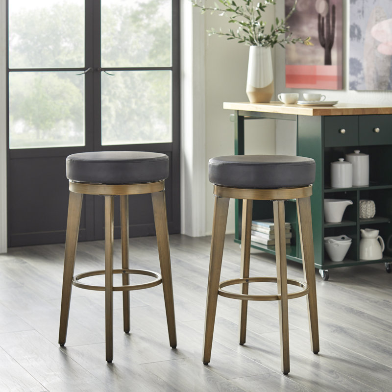 Tabouret de bar pivotant 30,5 po Gadberry, Noir, Doré, 30.5"