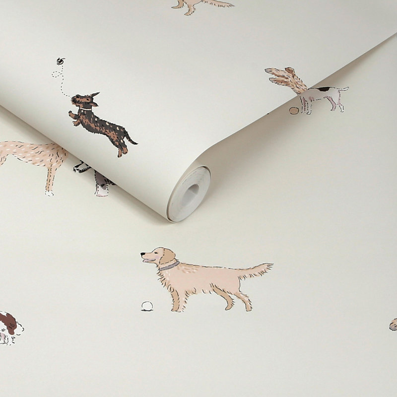 Sophie Allport Doggy Daycare Mossbank Wallpaper, White