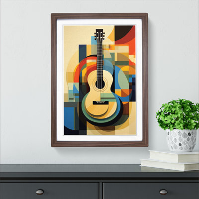 Acoustic Guitar Geometric Framed Print