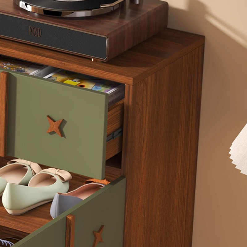 Green + Brown Manufactured Wood Shoe Storage