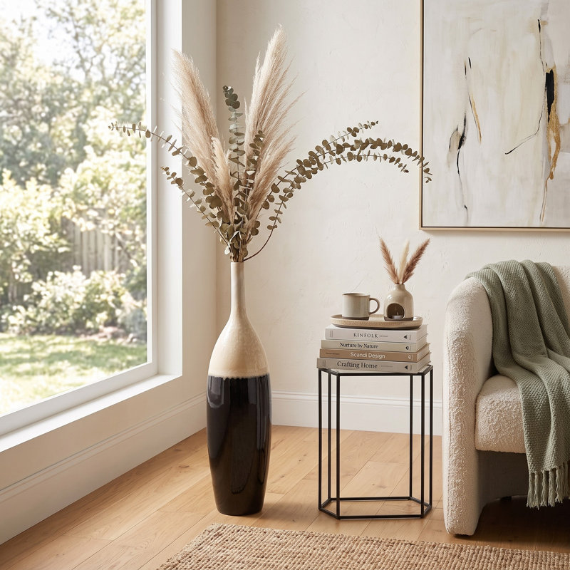 Vase de plancher élégant à deux tons pour la décoration intérieure, H 31 po x l 9 po x P 9 po