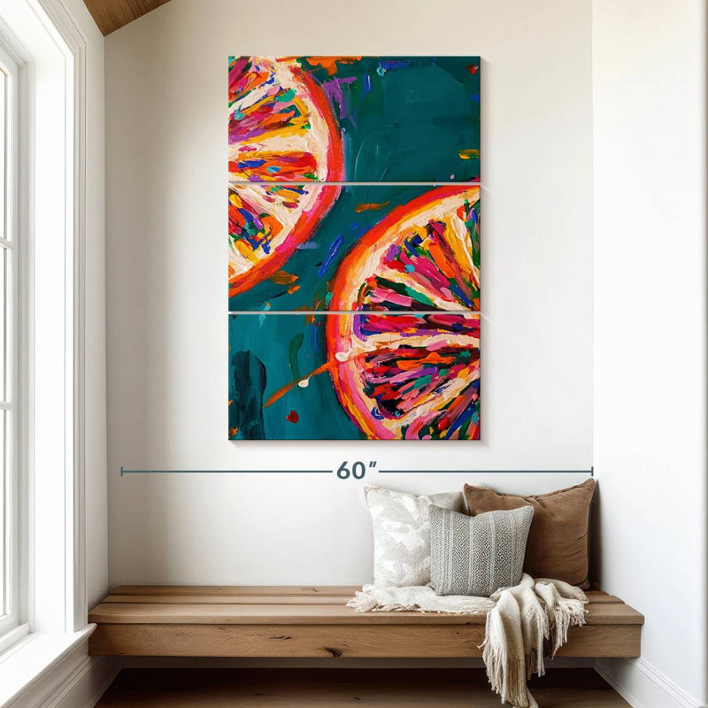 Yarlin Pink Grapefruit Slices, 50" H x 32" W