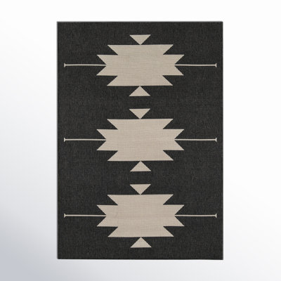 Genesis Charcoal Cream Southwestern Outdoor Rug