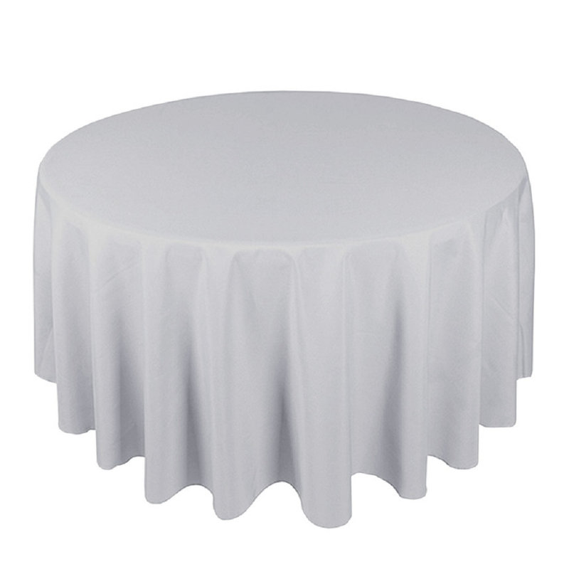 Polyester Round Tablecloth Wedding Party Décor Wedding Decoration Grey Solid Colours, 304cm W x 304cm L