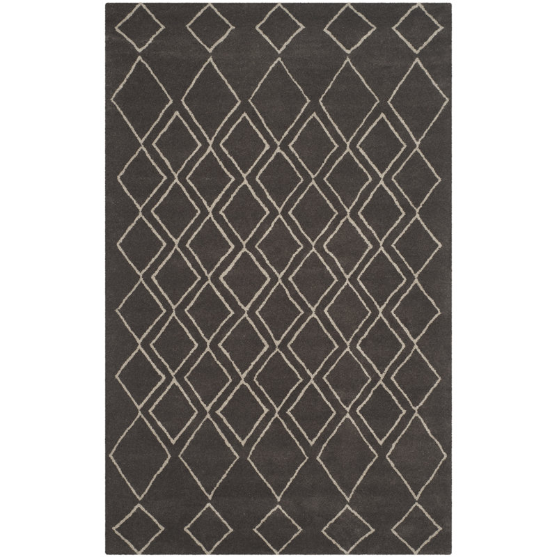Adesha Hand Tufted Wool And Viscose Geometric Rug, Rectangle 2' x 3'