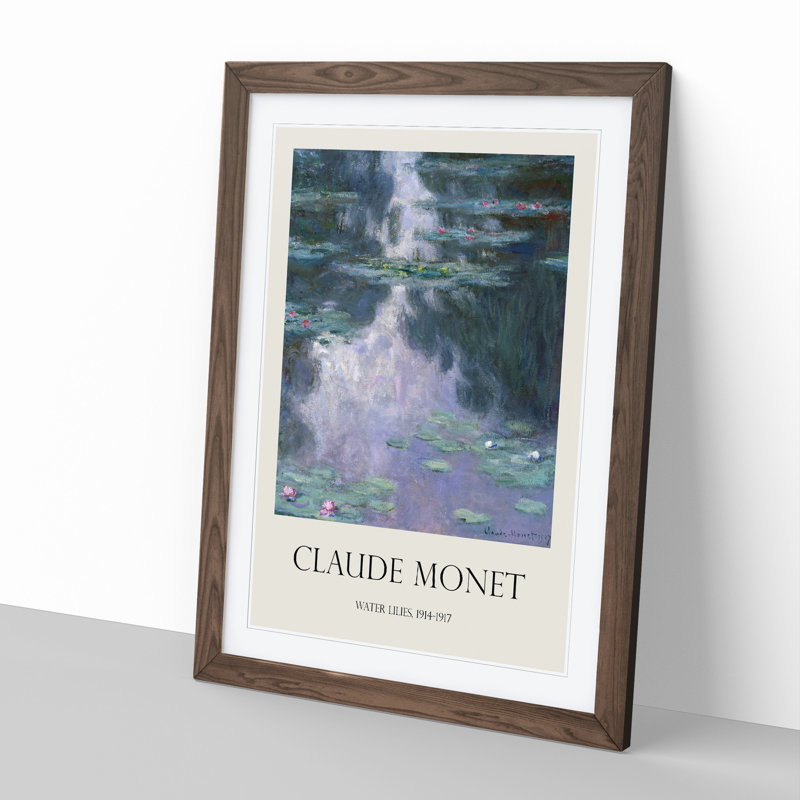 Water Lilies Lily Pond Vol.34 by Claude Monet - Picture Frame Art Prints, 48cm H x 36cm W x 2cm D, Walnut Framed
