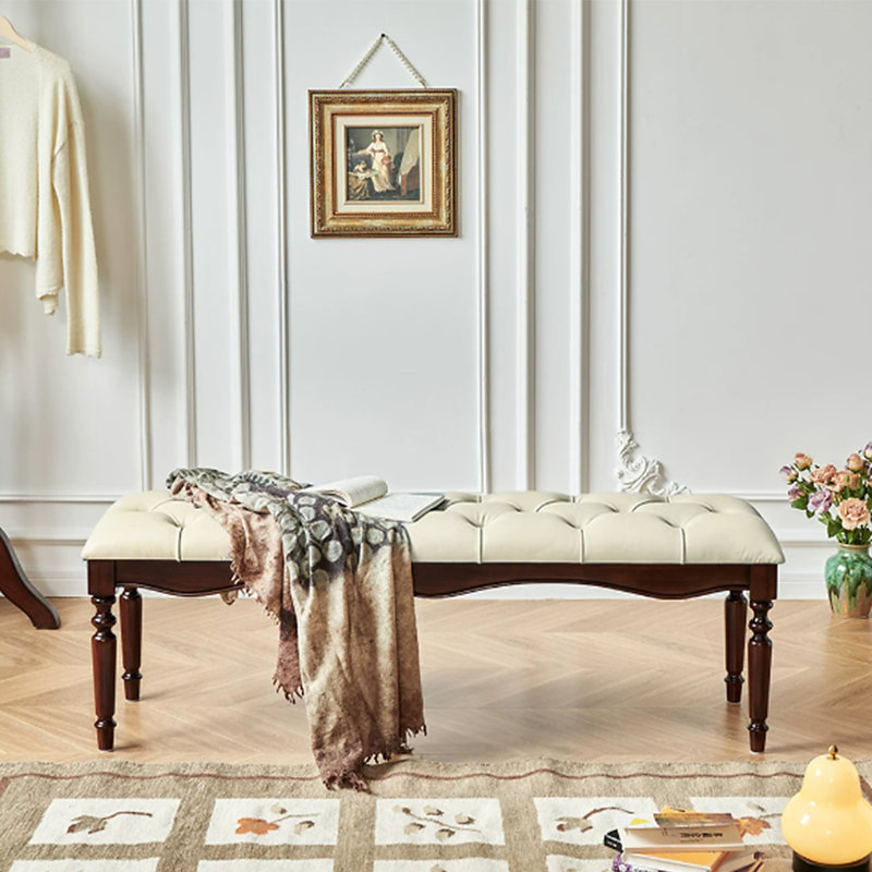 Banc en cuir de cerisier américain pour chambre