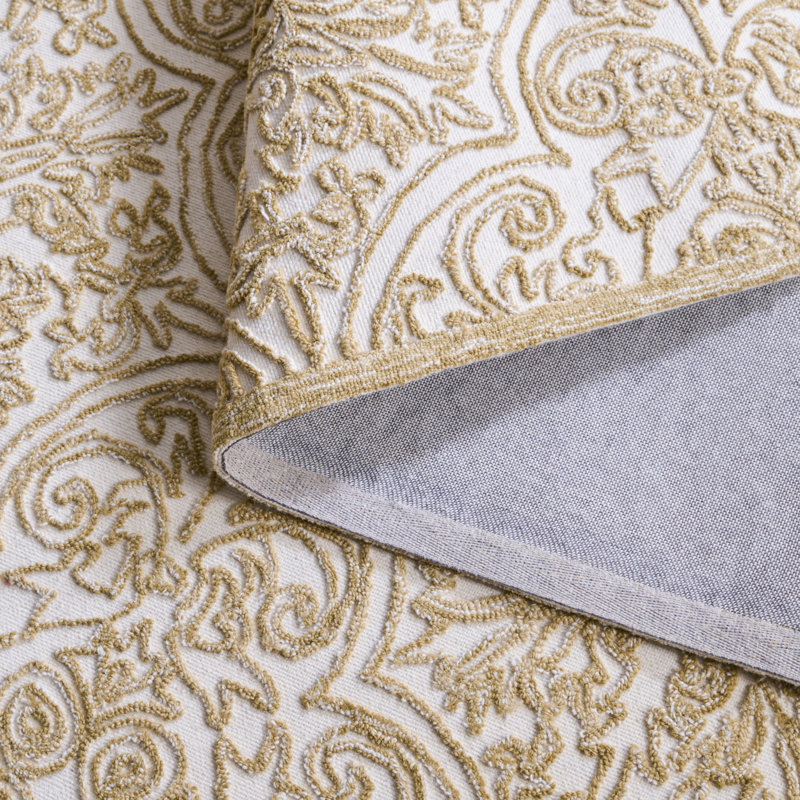 Msr Trace Hand Tufted Wool; Cotton With Latex Damask Rug, Rectangle 8' x 10'