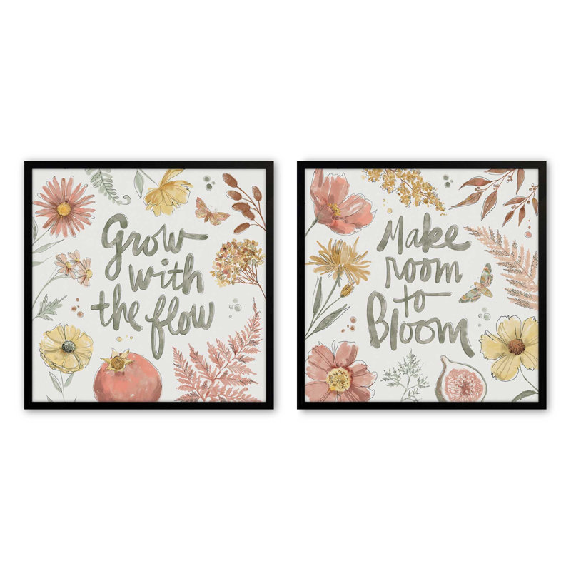Ensemble de 2 pièces d'encouragement «Botanical Encouragement», Noir satiné, H 21,5 po x l 21,5 po
