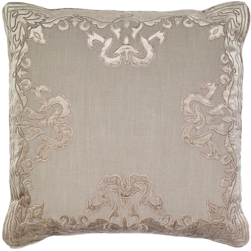 Housse et insert de coussin en duvet de velours brodé Regal, Beige