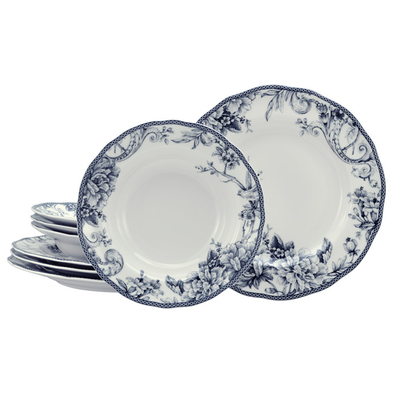 Adelaide Porcelain China Dinnerware Set Piece, White / Blue