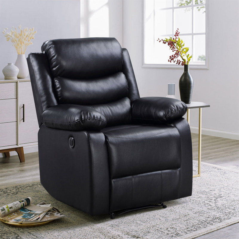 Fauteuil inclinable électrique avec accoudoirs coussinés, Noir