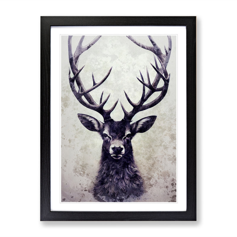View Of The Stag No.7 - Single Picture Frame Print, Black, 64cm H x 46cm W