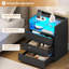 Bedside Table with Charging Station,Bedside Cabinet with LED Lights |Visible Glass Top |3 Drawers and 1 Compartment |2 AC and 2 USB Ports Side Table for Living Room and Bedroom-1109560206