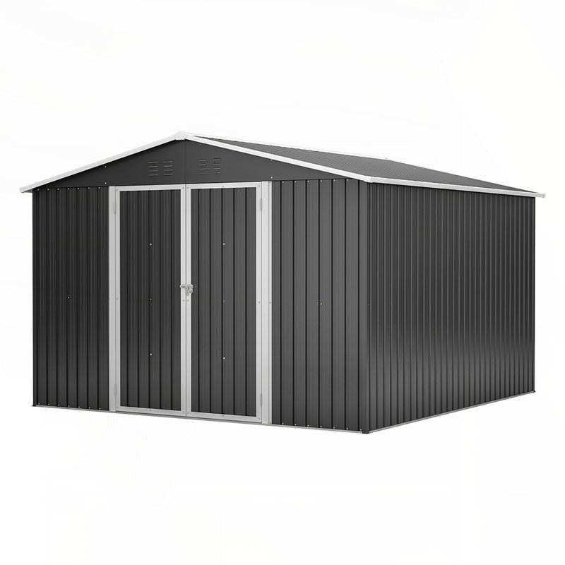  Large Outdoor Metal Storage Shed - Heavy-Duty Frame, Lockable Doors, All-Weather Protection for Backyard Tools & Equipment