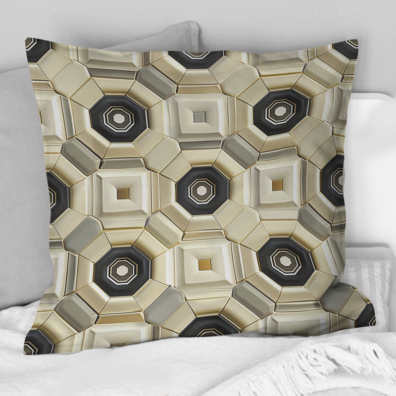 Coussin gris clair Midcentury - Mid-Century, H 16 po x l 16 po