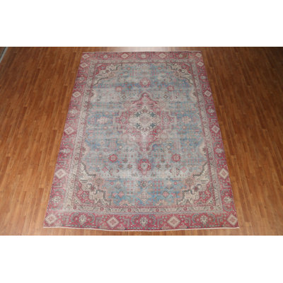 Sebestian One-of-a-Kind 8'8" x 11'7" 1960s Rectangle Wool Area Rug in Beige and Blue