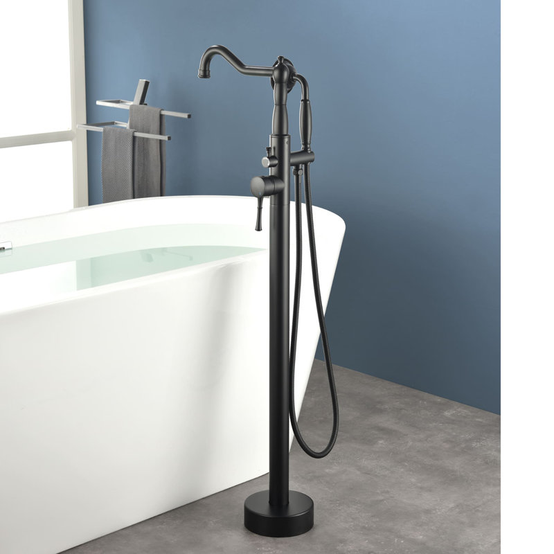 Floor Tub Filler with Diverter, Matte Black