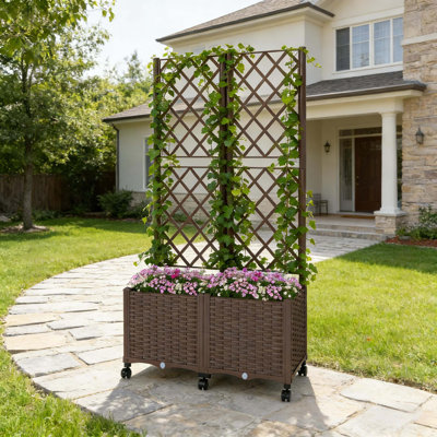 Boîte à fleurs d'extérieur, lit de jardin surélevé pratique à arrosage automatique