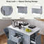 Îlot de cuisine roulant avec rangement Armoire pour poubelle inclinable, organisateur d'armoire coulissant, abattant, 2 tiroirs, 1 armoire et 5 roulettes