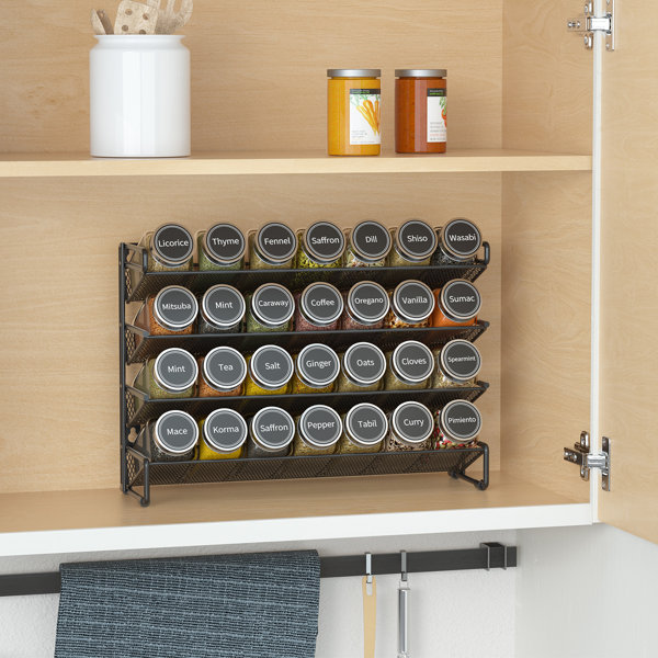  SpaceAid Bamboo Spice Drawer Organizer, Expandable 4 Tier Spices  Rack for Cabinet Drawer, Kitchen Seasoning Storage Drawer Insert  Organization (Jars Not Included, From 12 to 23 Wide): Home & Kitchen