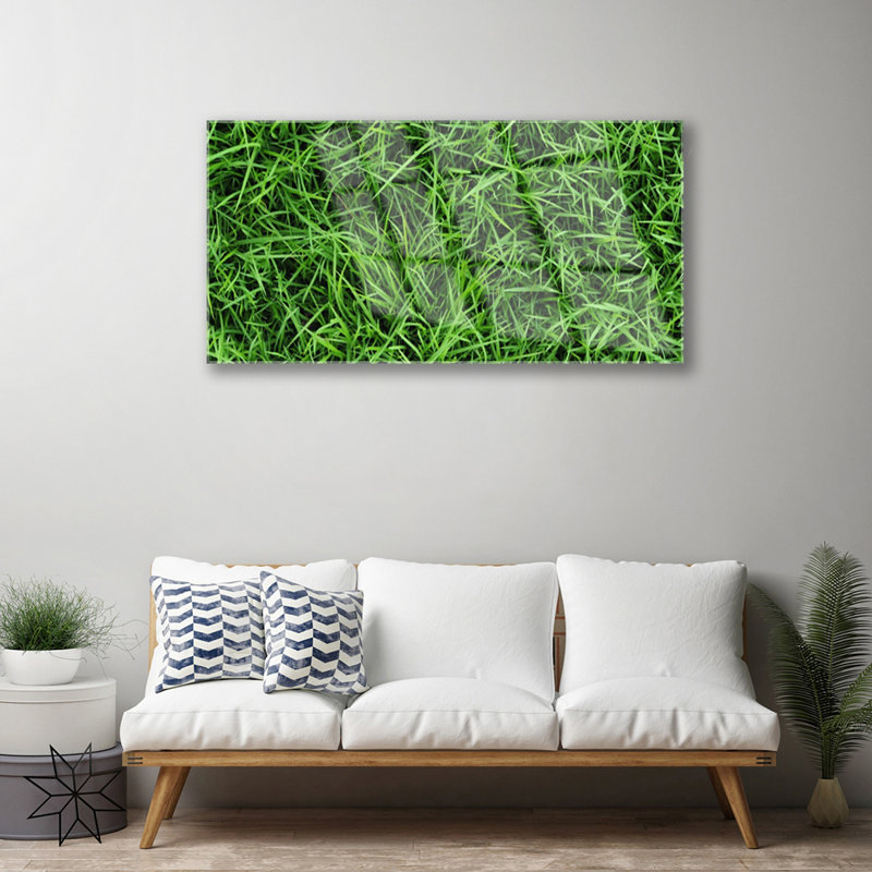 Floral Grass Lawn 1 Piece Wall Art on Glass