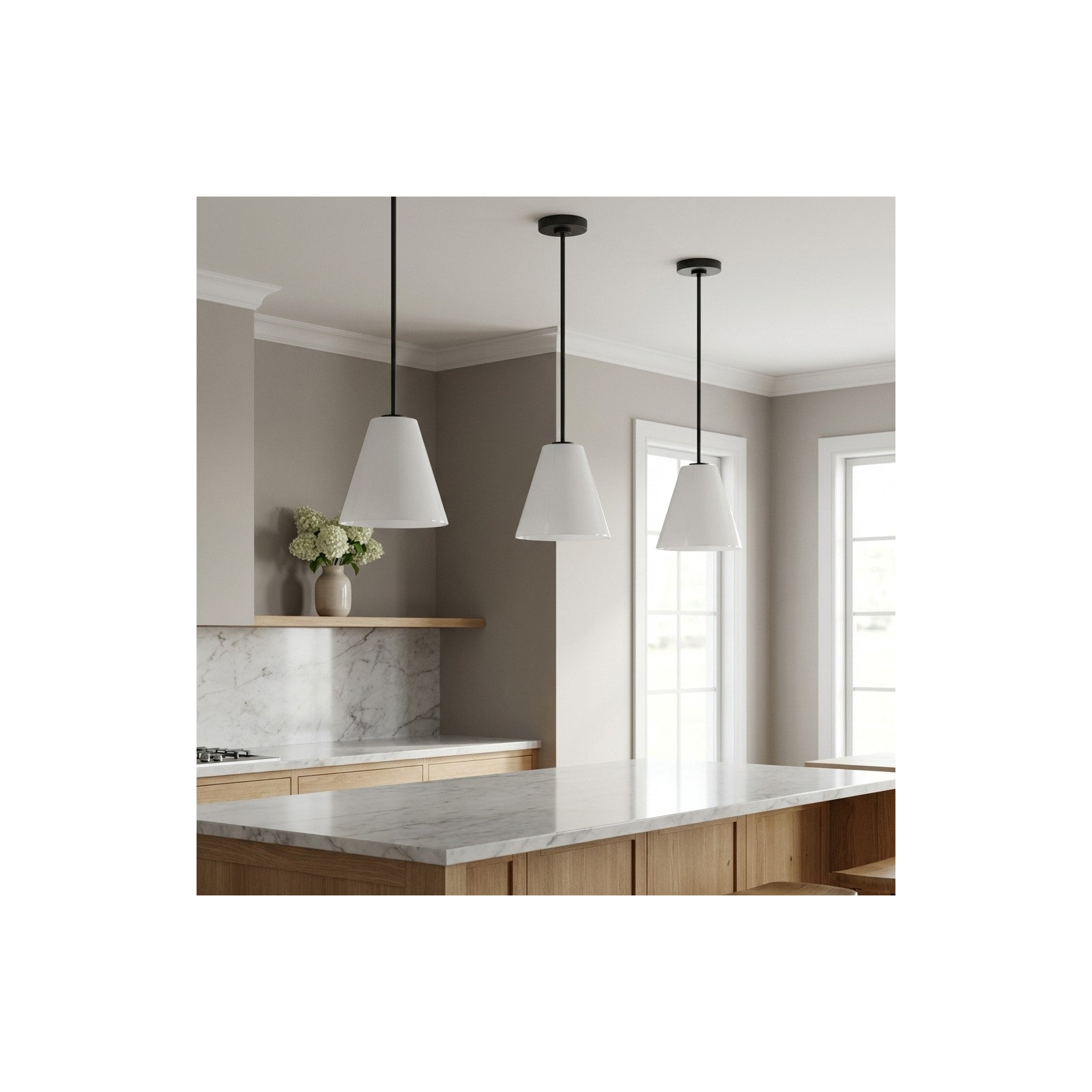 Hayden One Light Pendant, Midnight Black, White