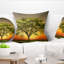 Arbre vert contre soleil couchant - Coussin imprimé forêt-29602374-29602378