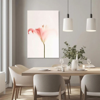1Pc Framed Canvas Poster Print Pink Lilies, Soft Focus Petals, Impressionist Floral Style Wall Art Decor, Perfect for Room Decor Living Room Bedroom O