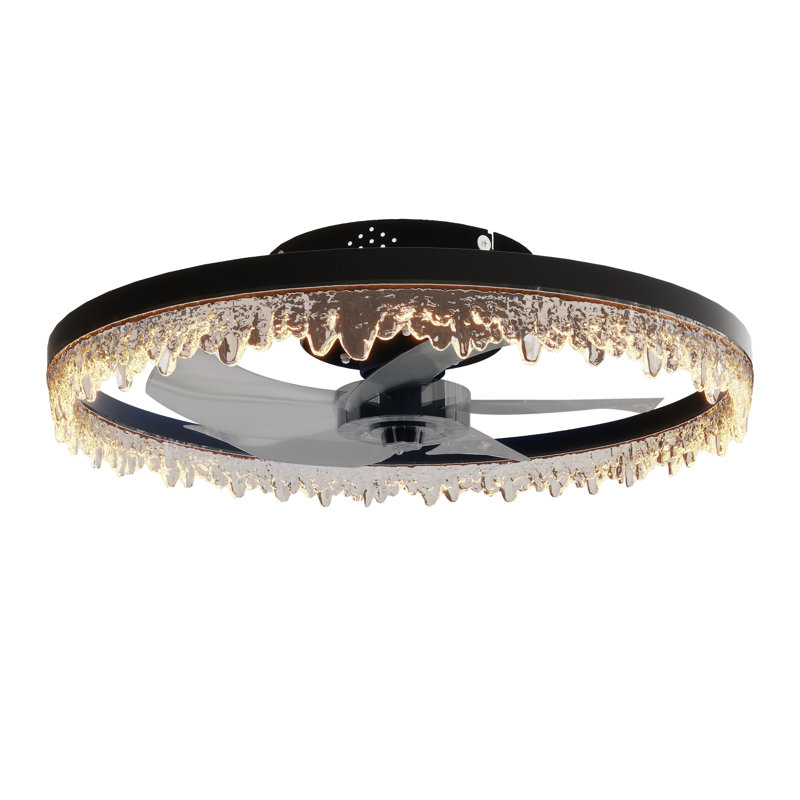 20" Smart Silent Flush Mount Ceiling Fan With Light – Invisible Blades, Remote & Timer, 19.7"