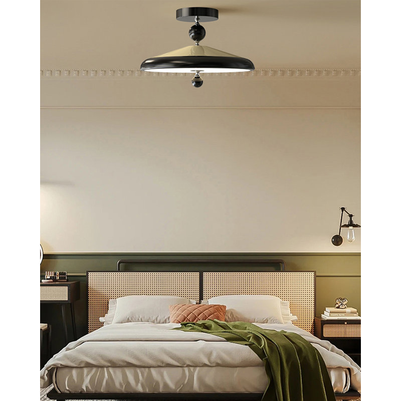 Plafonnier DEL en fer rétro French French, H 11,42 po x l 19,69 po x P 19,69 po, Naturel
