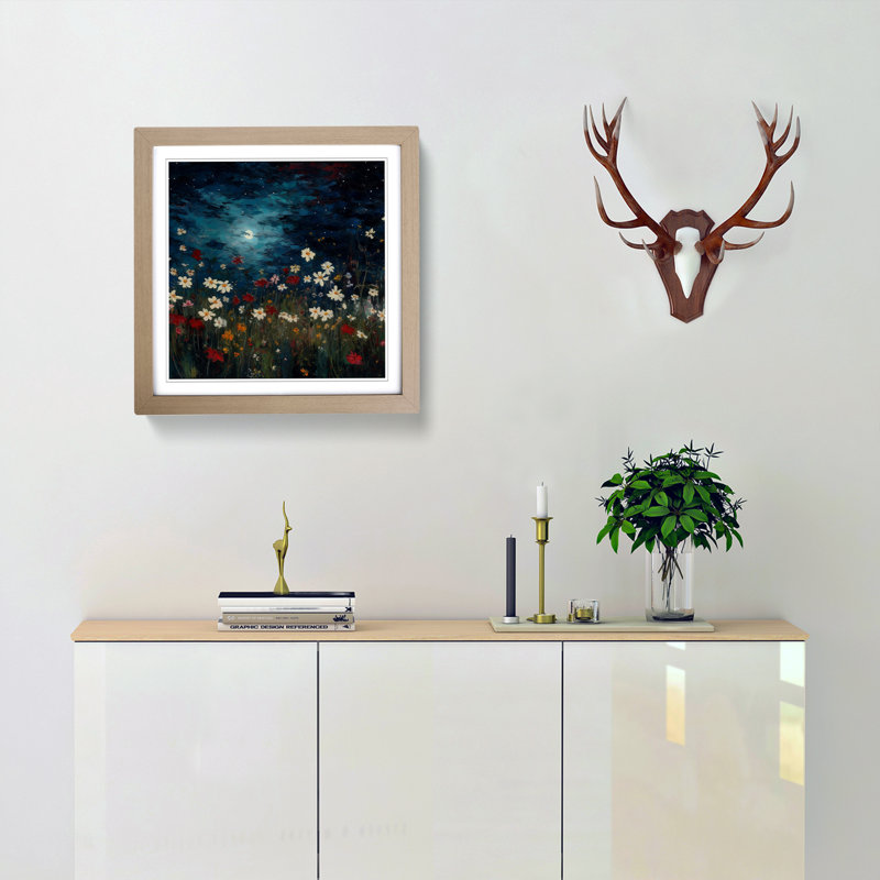 Cosmos Post-Impressionism - Framed Print, Oak