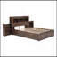Lit plateforme pleine grandeur avec tablettes coulissantes, lit gigogne simple et 2 tiroirs, espresso