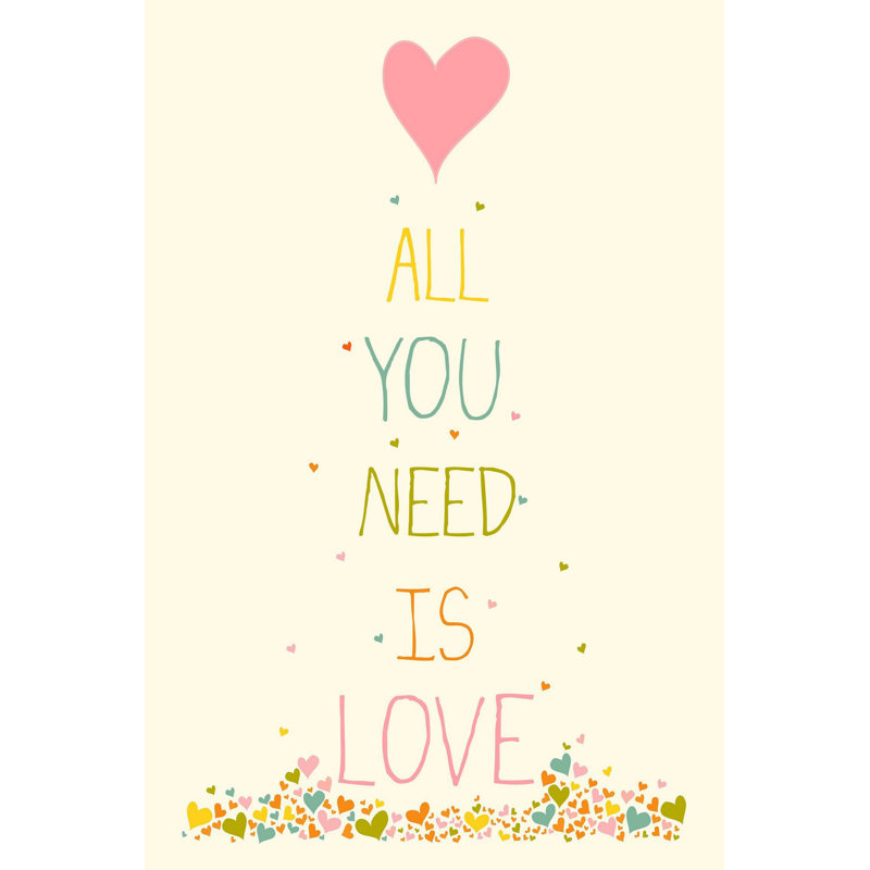 « all you needs cœur » par karen zukowski, reproduction d’art sur toile tendue, H 18 po x l 12 po x P 1,5 po