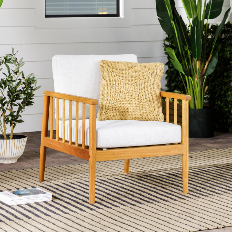 Chaise d'appoint contemporaine pour patio en bois d'eucalyptus - brun, Naturel