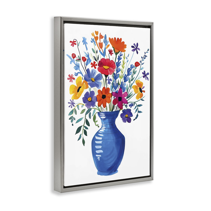 Cadre flottant coloré Bouquet coloré, Design par Lsr Design Studio, Cadre flottant gris lustré, H 25 po x l 17 po