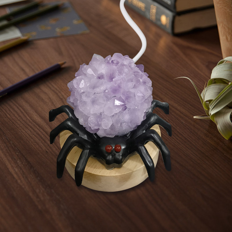 Lampe d'araignée en cristal naturel Halloween vente chaude lampe de cristal bureau table de chevet lumière nuit ornements de décoration