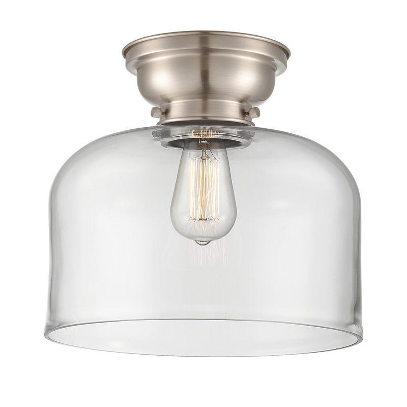 Donaldson 1-Light 12" Flush Mount, No Bulb Included, Clear, Brushed Satin Nickel