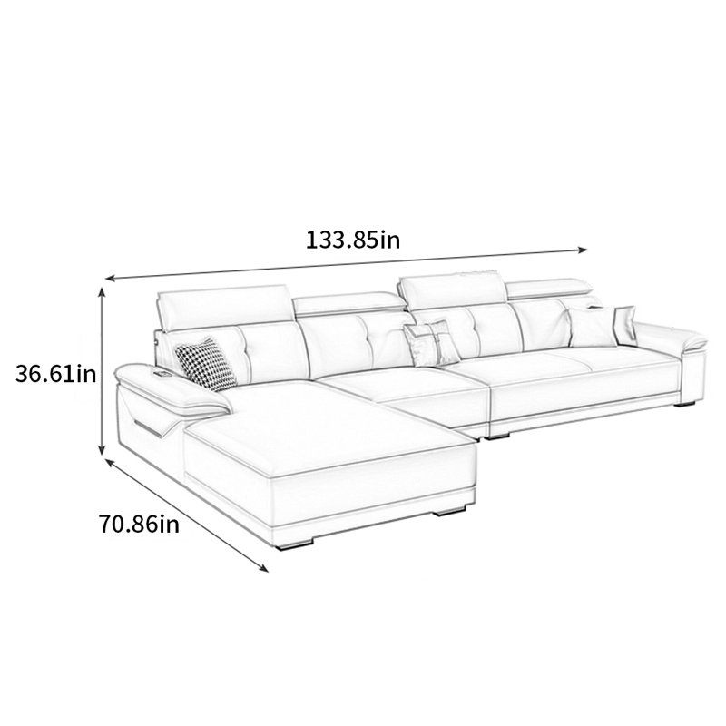 Gassett, 36.61" H x 133.85" W x 70.86" D, 4