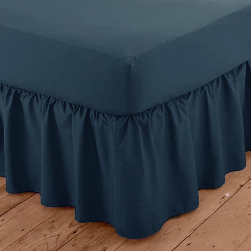 Margret Ruffled Bed Skirt, King (5'), Navy