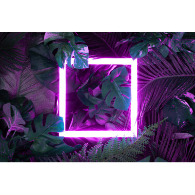 Neon Tropical Leaves - Wrapped Canvas Print
