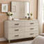 Ensemble de commode 2 miroirs Meni, 6 tiroirs, blanc scandinave