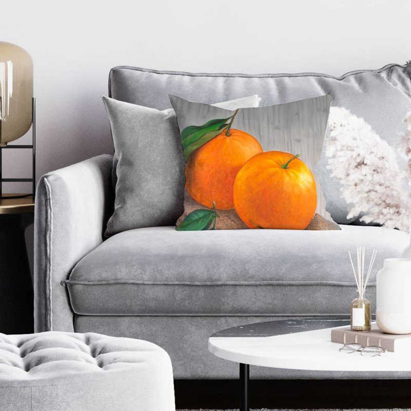 Two oranges - 16"x16" Throw pillow - Poly twill - Print on demand, 16x16, Polyester/Polyfill