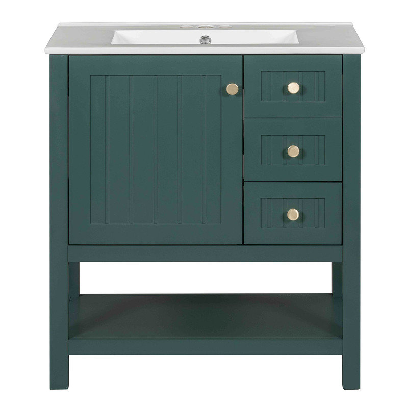 30" Transitional Bathroom Vanity Combo with Sink, Green