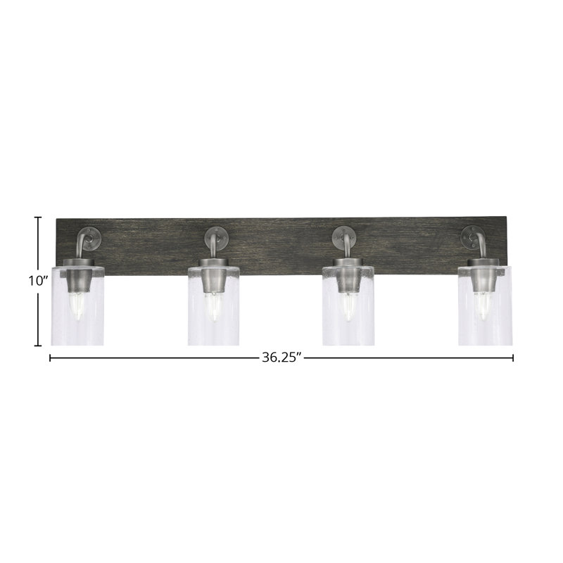Barre d'éclairage de salle de bain 4 lumières Oxbridge, Graphite / gris vieilli, Clair