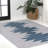 Katriel Minimalist Geometric Machine-Washable Gray/Blue Rug-1612857450