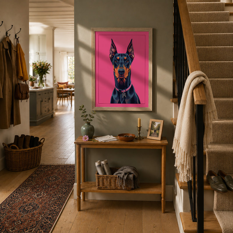 Pop Art Doberman Modern - Framed Print, Oak, A3 - 42.0 x 29.7 cm